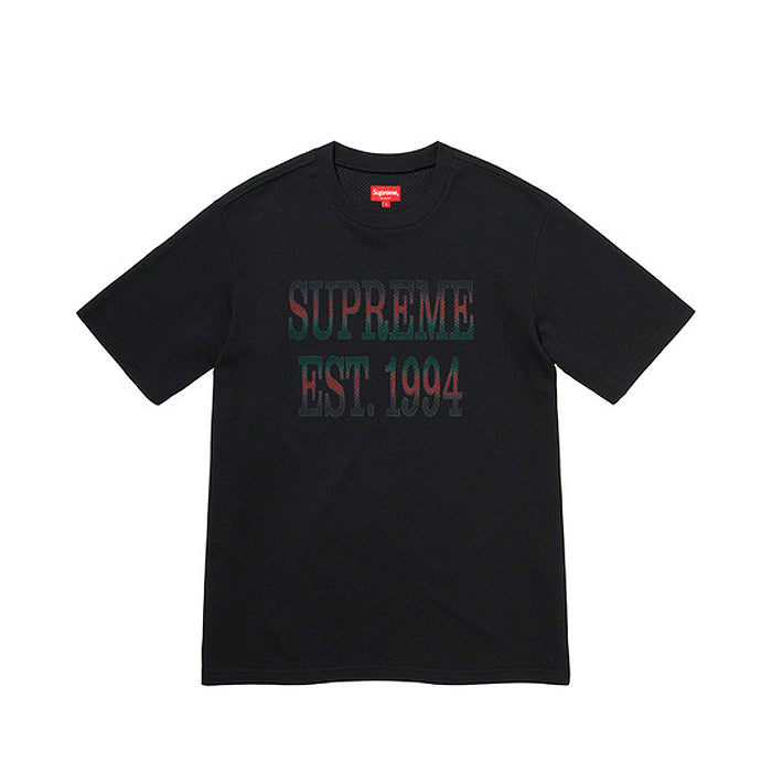 Supreme Cotton Mesh Gradient Logo S/S Top- Black