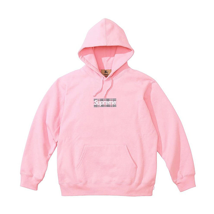 Supreme Burberry Box Logo Hooded Sweatshirt Pink