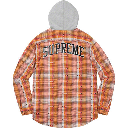 Supreme Hooded Jacquard Flannel Shirt- Orange