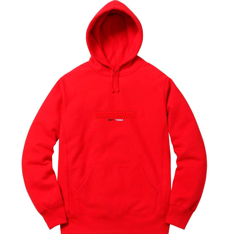 Supreme - Supreme Embossed Logo Hooded Sweatshirt (SS18)- Red