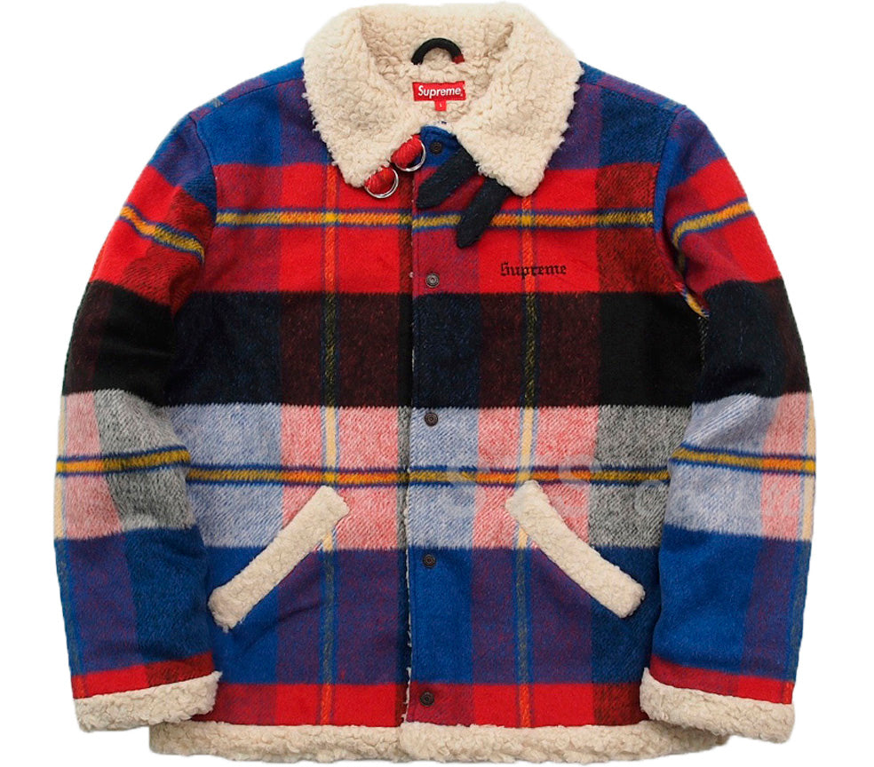 高級ブランド supreme plaid shearling bomber | www