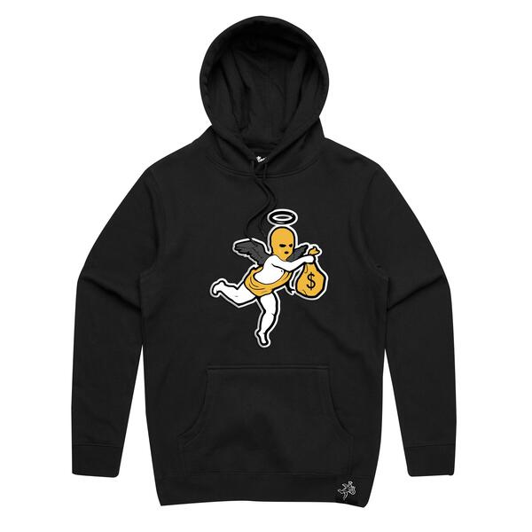 AJ4RT-LT Chenille Patch Angel Black Hoodie HW