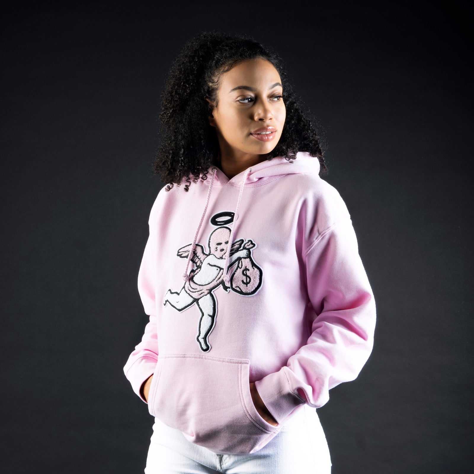 Pink Ski Mask Angel Chenille Patch  Hoodie - HW