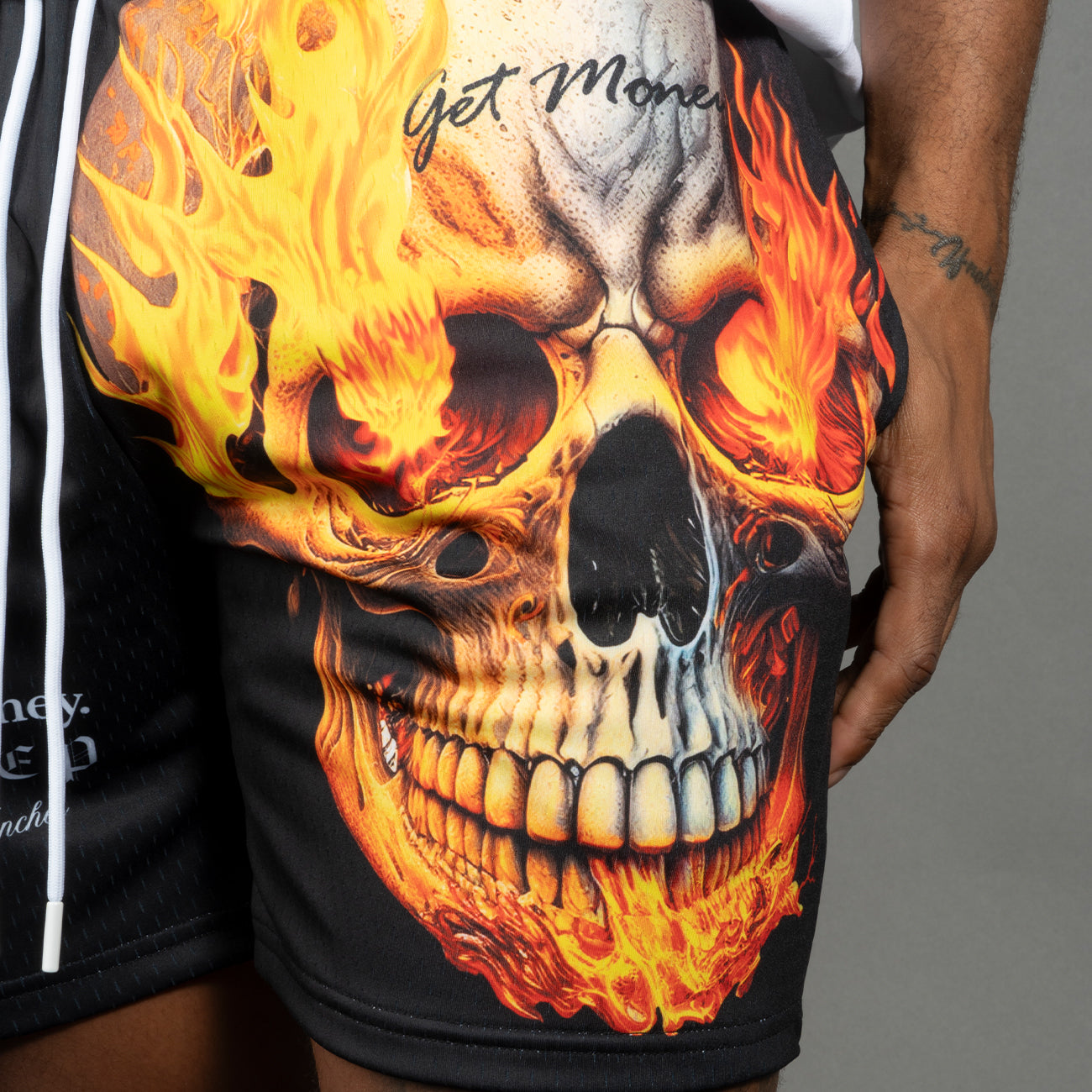 Scared Money Burning Skull Shorts