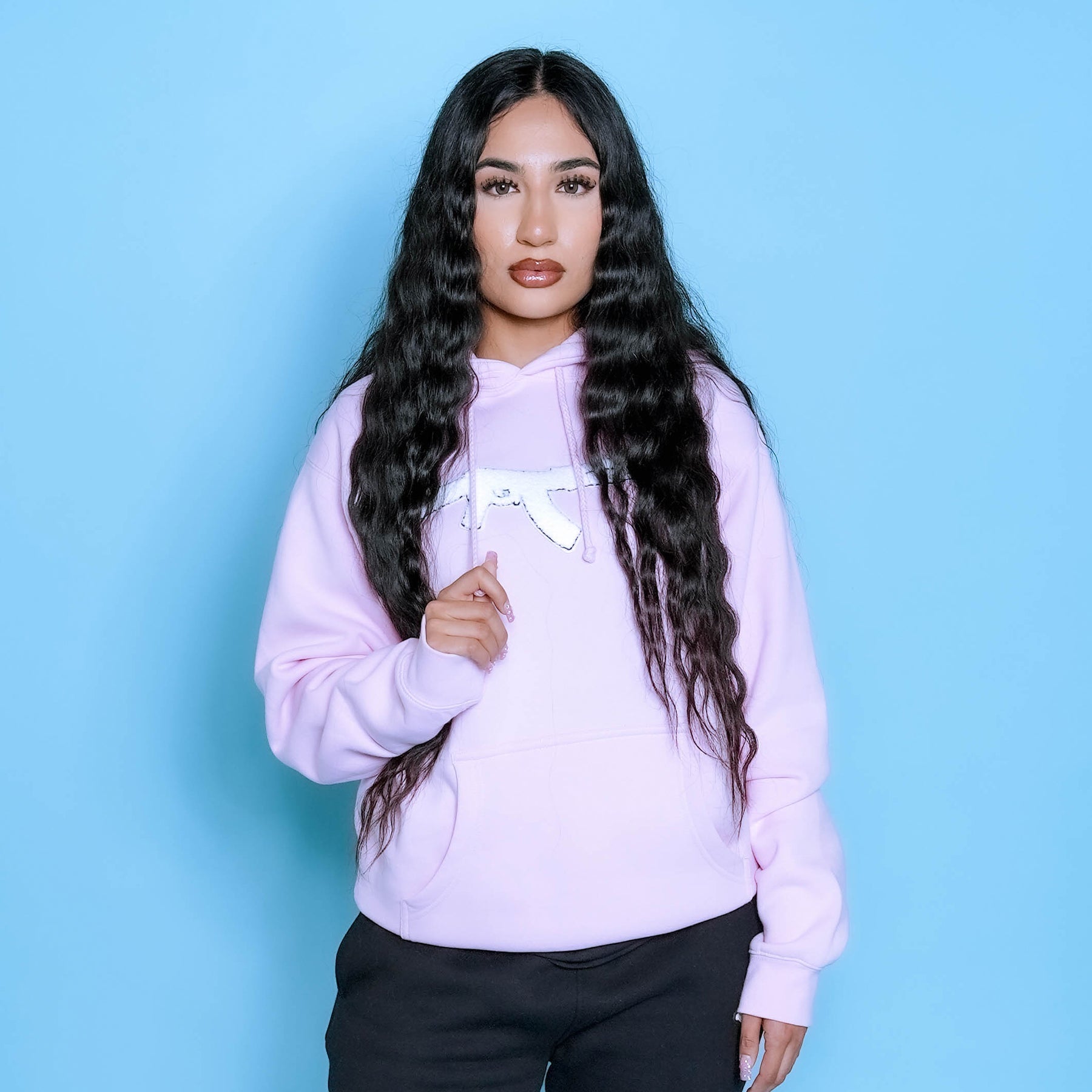 Chenille AK Patch Hoodie - HW PINK