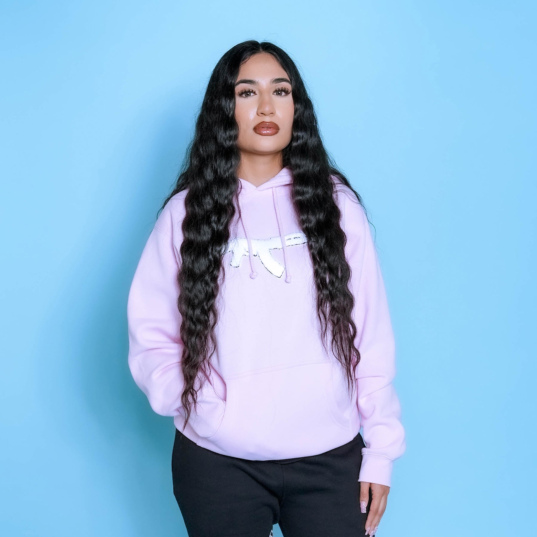 Chenille AK Patch Hoodie - HW PINK