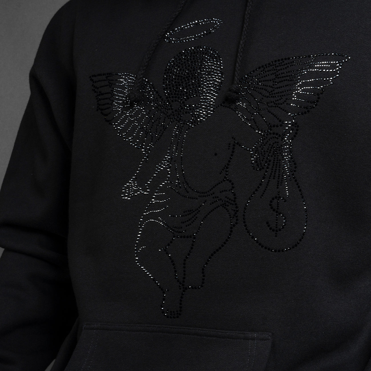 Black Rhinestone MM Angel - HW Hoodie