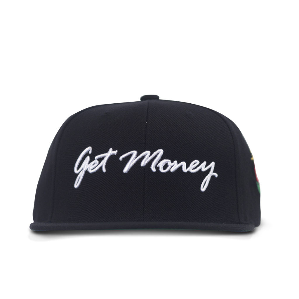 Get Money Rose Snapback - Black