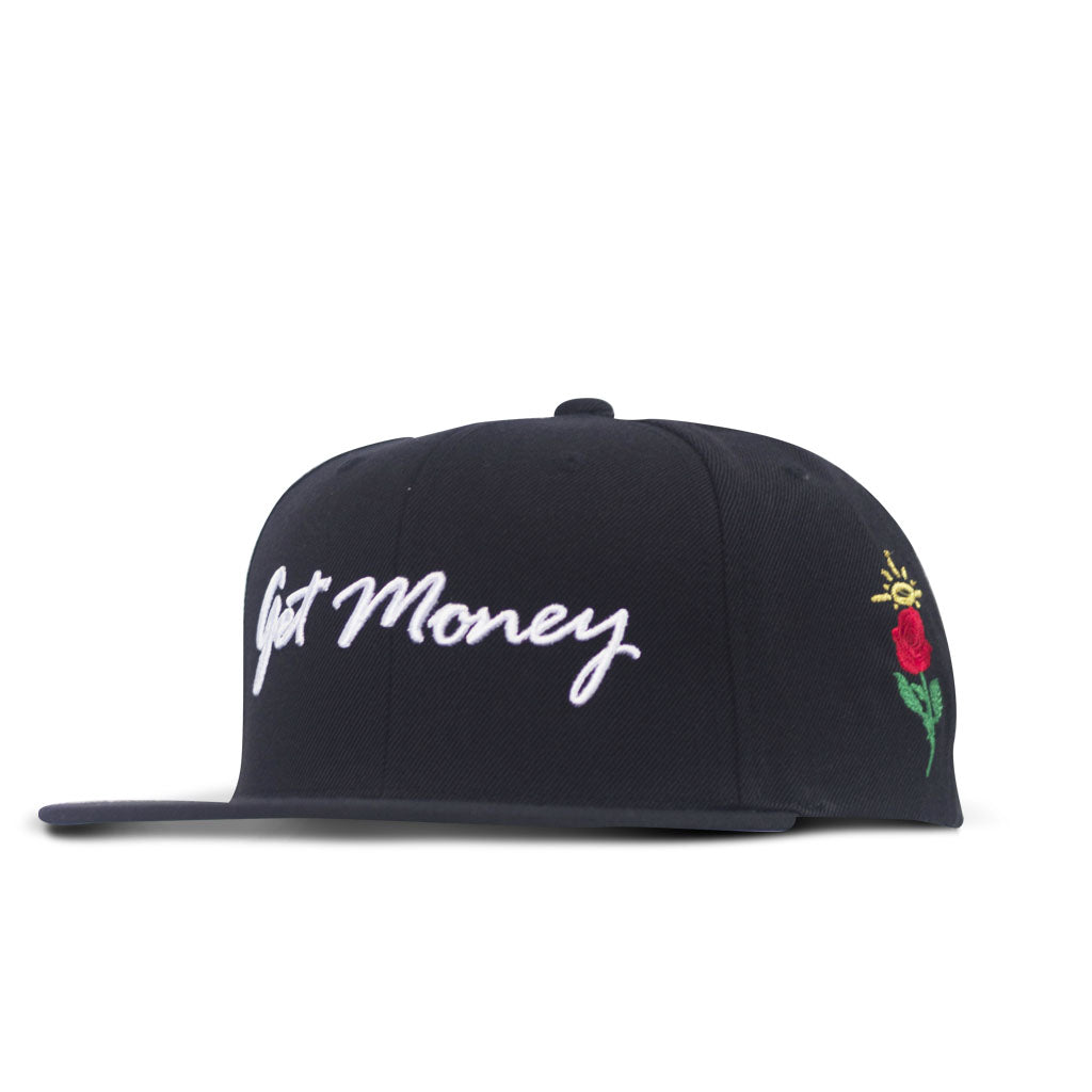 Get Money Rose Snapback - Black