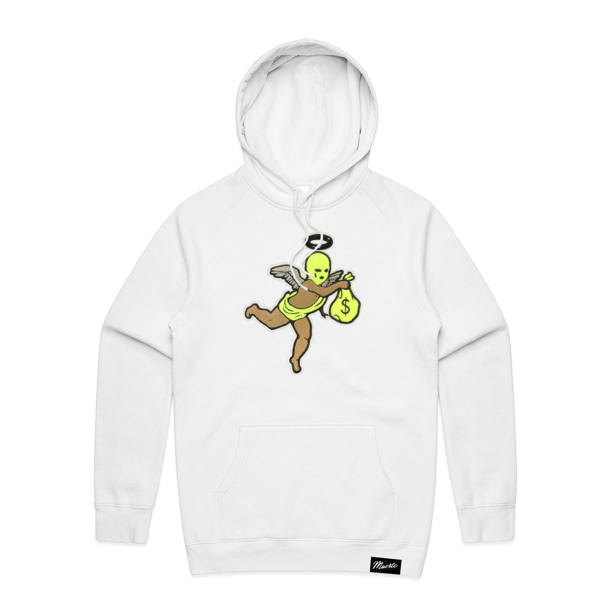 Neon Get Money Ski Mask Angel Chenille Patch Hoodie - HW