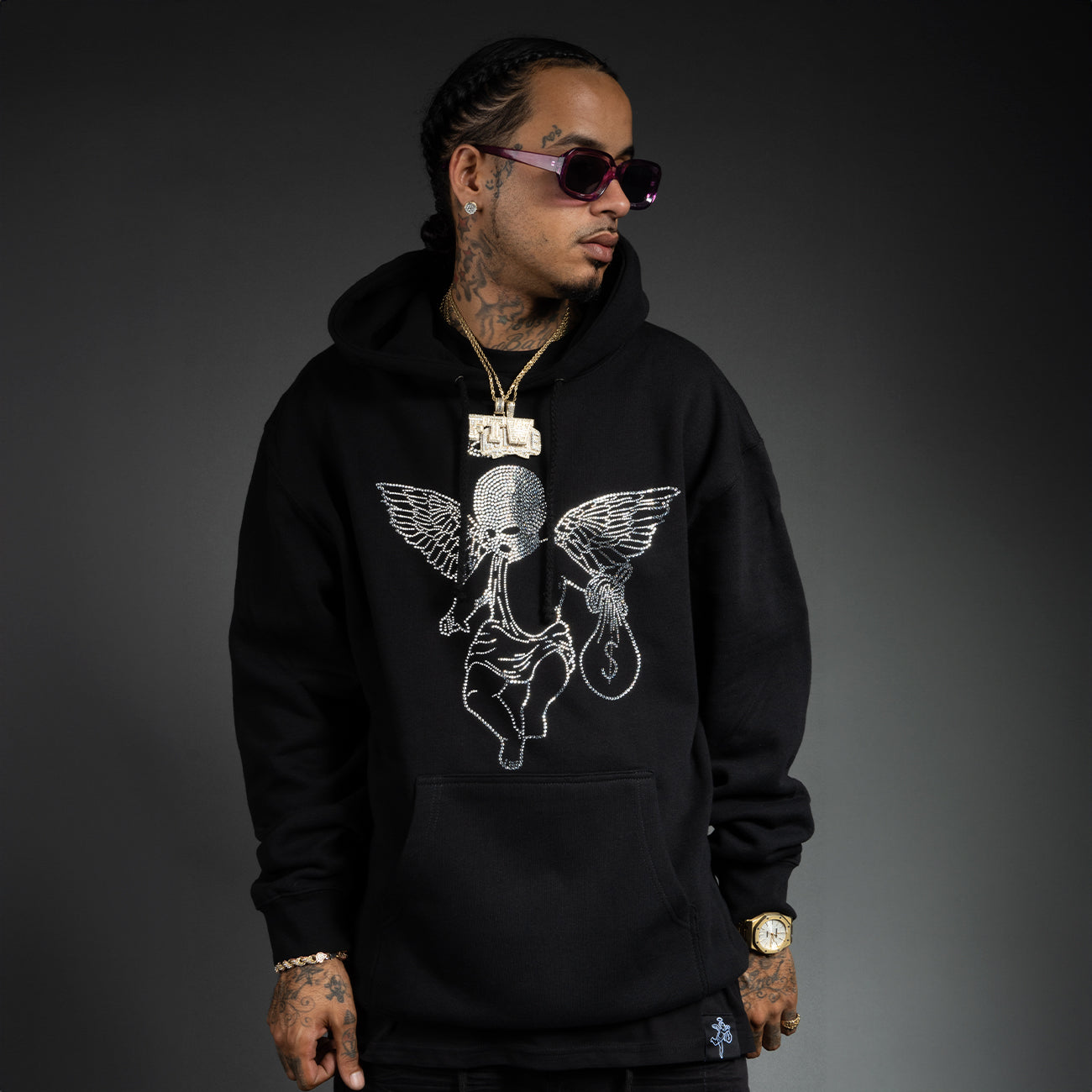 Rhinestone Ski Mask Angel - HW hoodie