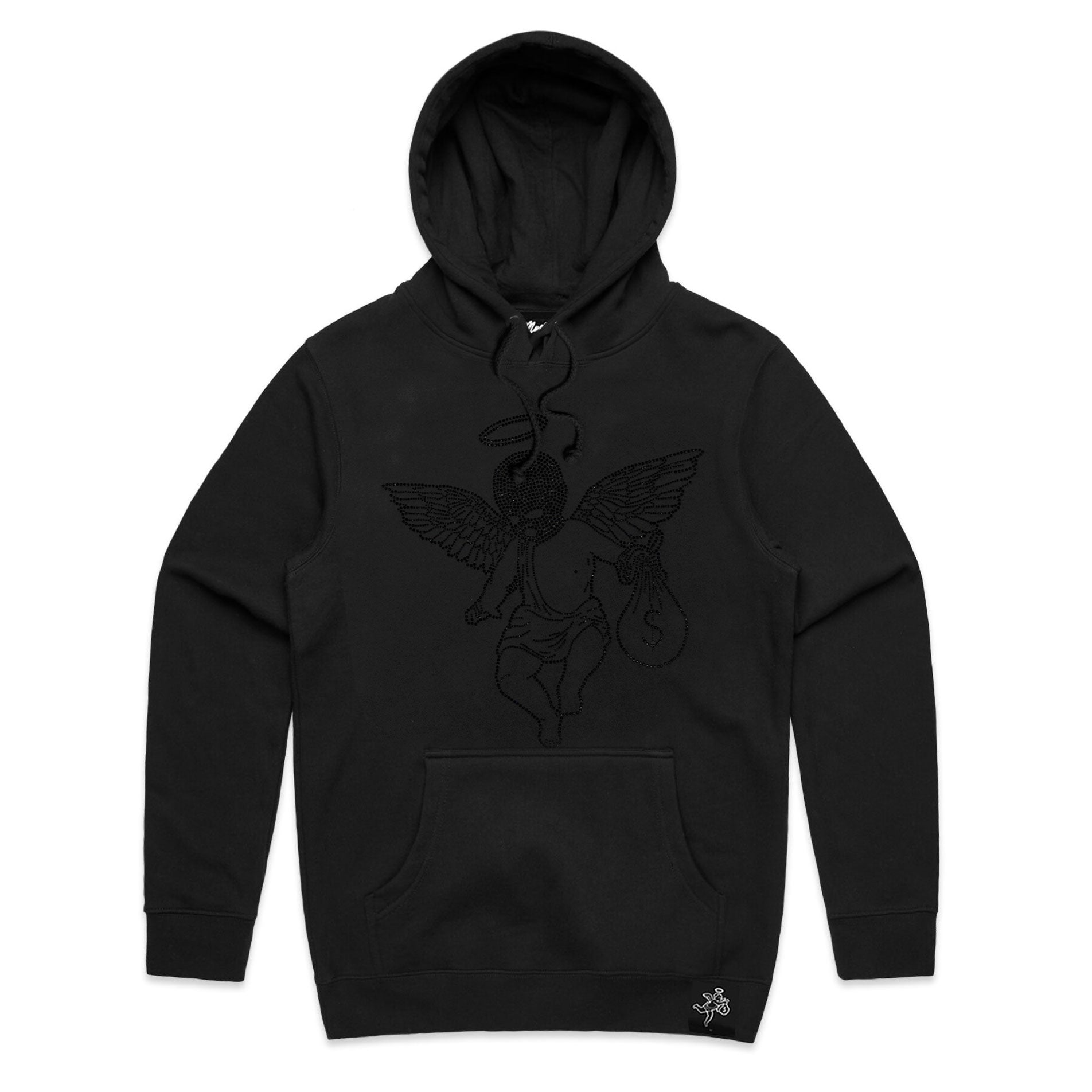 Black Rhinestone MM Angel - HW Hoodie