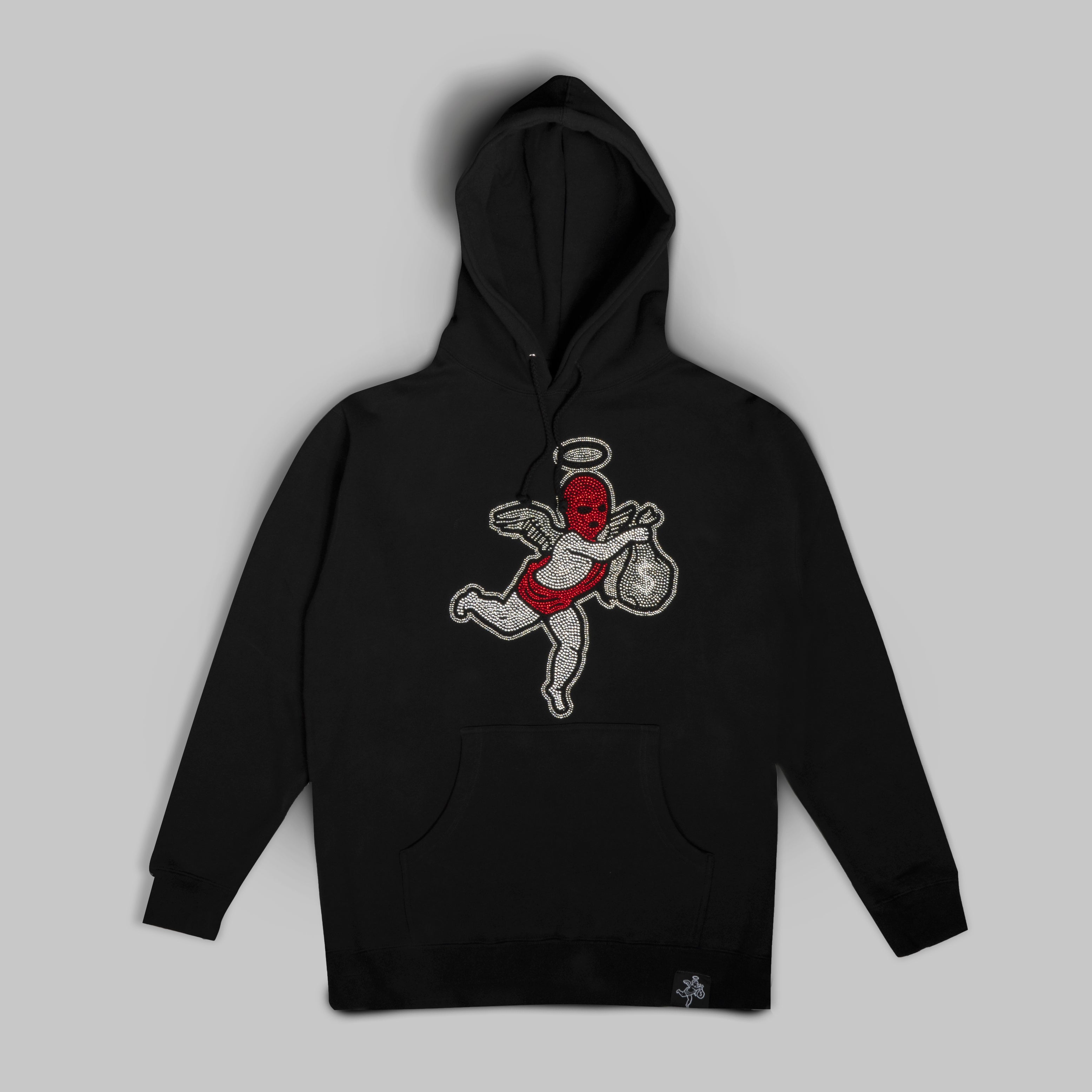 Rhinestone Red Ski Mask Angel Hoodie - HW