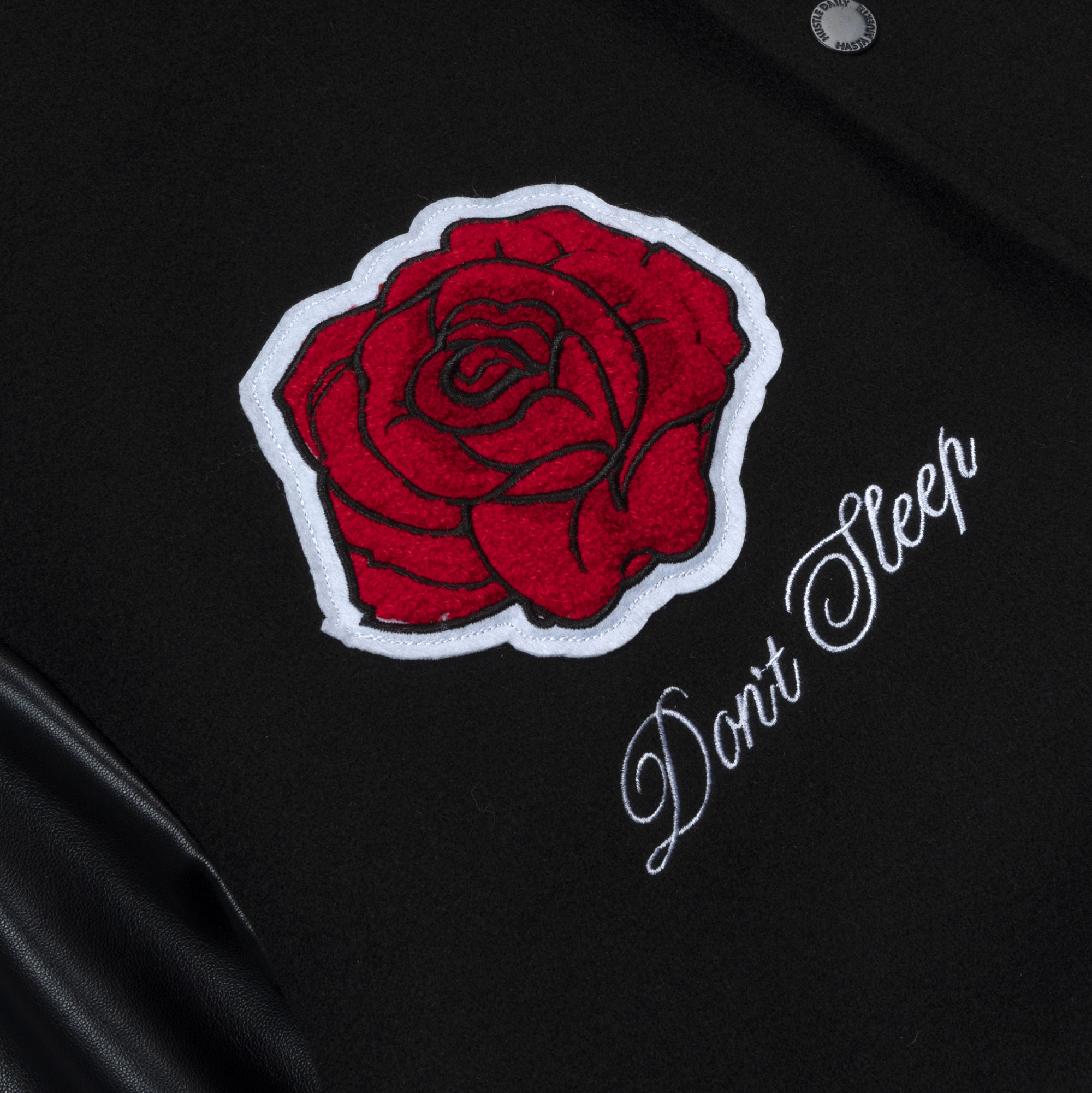 Rose Black Letterman Jacket