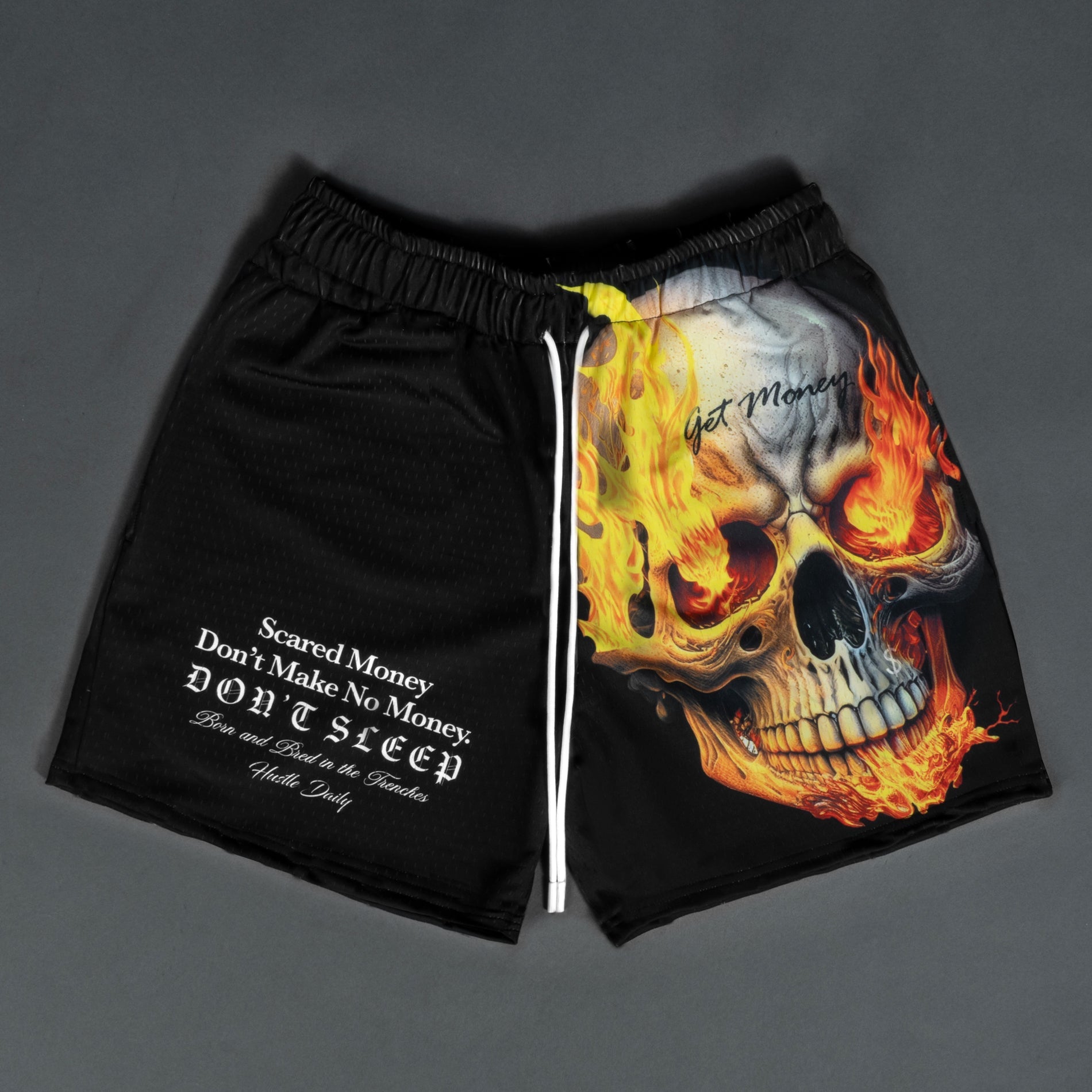 Scared Money Burning Skull Shorts