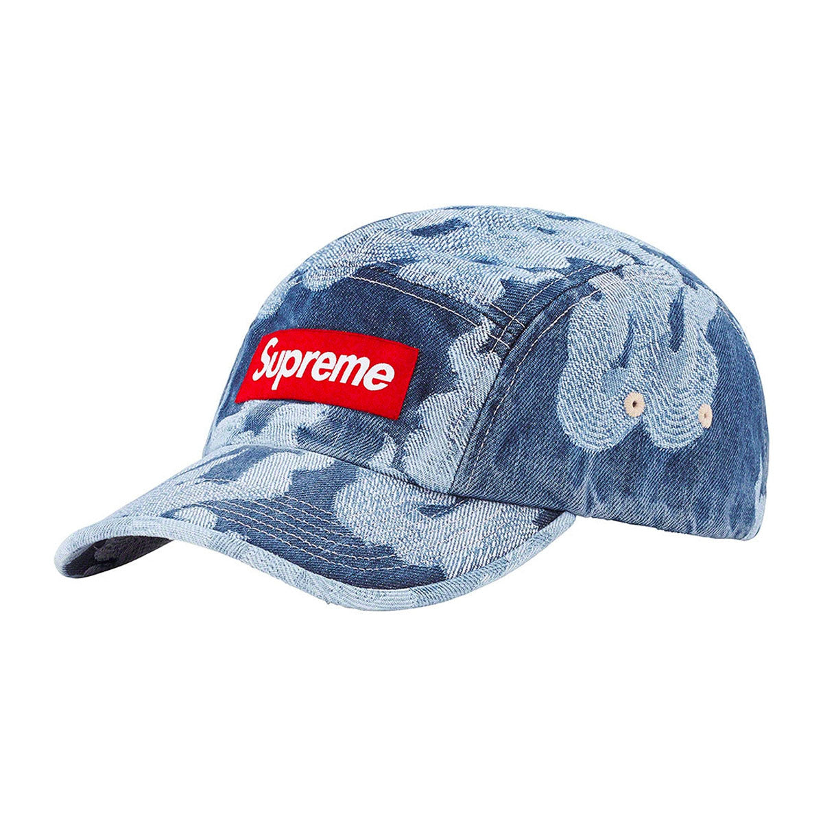 Supreme Flames Jacquard Denim Camp Cap- Washed Indigo – Streetwear