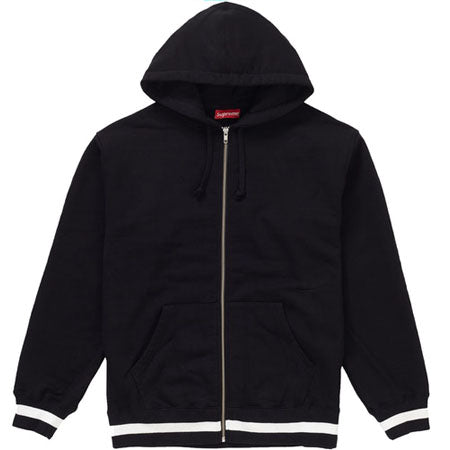 Supreme - Supreme Old English Stripe Zip Up Sweatshirt- Black