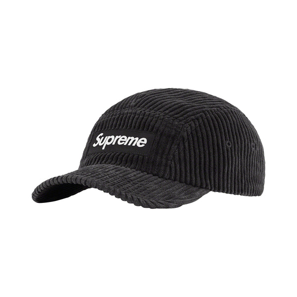 SUPREME CORDUROY CAMP CAP HAT BLACK SS22