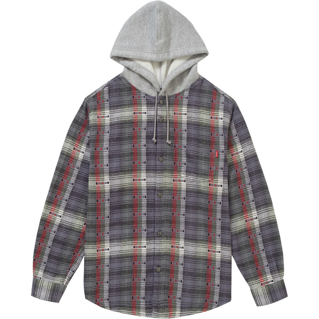 Supreme Hooded Jacquard Flannel Shirt- Navy