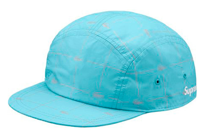 Supreme - Supreme/LACOSTE Reflective Grid Nylon Camp Cap- Blue