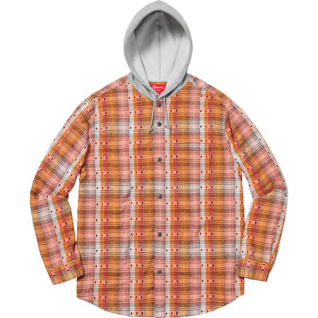 Supreme - Supreme Hooded Jacquard Flannel Shirt- Orange